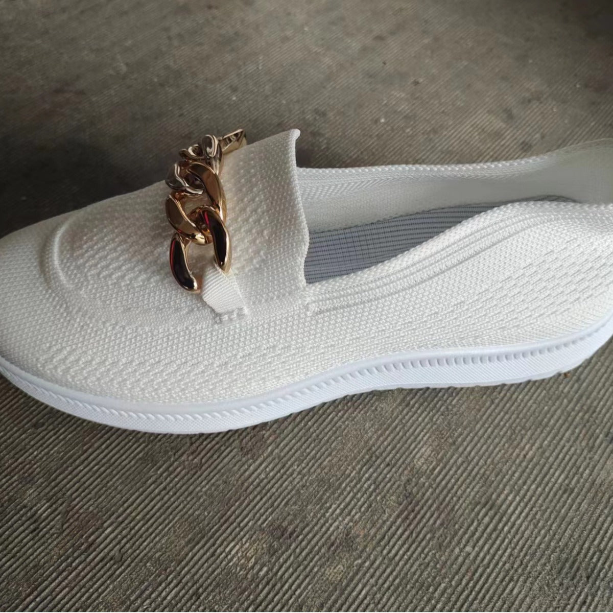 Thick Sole Knitted Soft Slip-On Breathable Women Loafers Independent Shoes