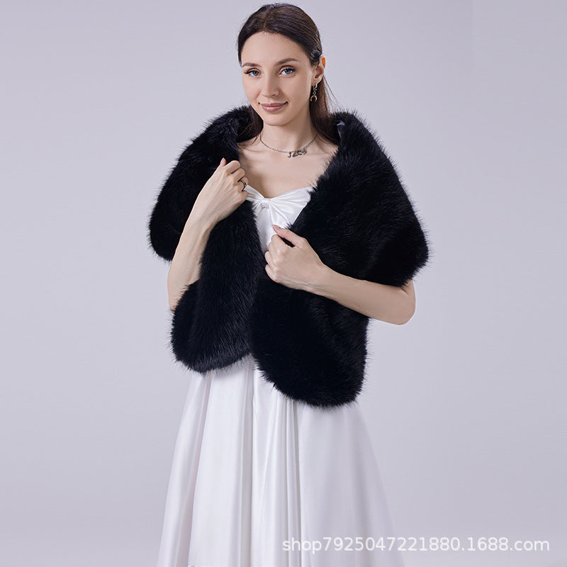 Imitation Fox Fur Autumn Winter Cape Evening Wedding Warm Scarf