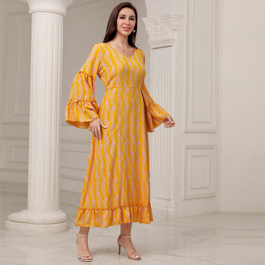 Plus Size  Elegant Casual Bell Sleeve Dress