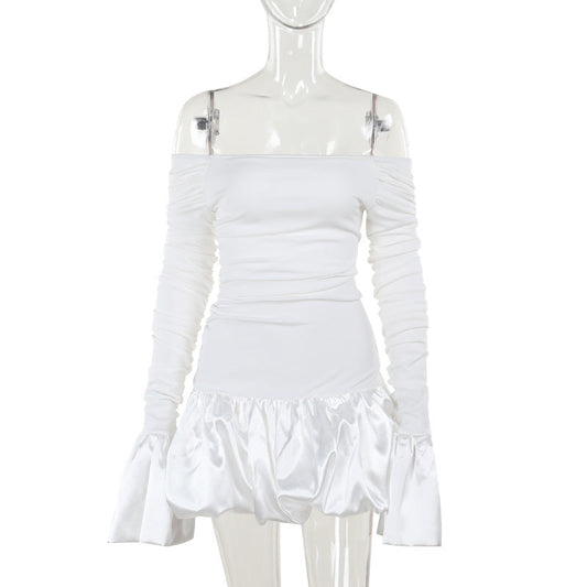 Fall Socialite Elegant Slim off Shoulder A line