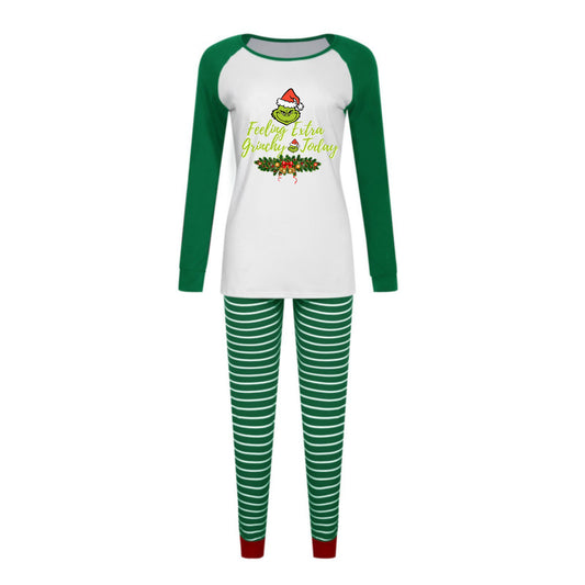 2024 Autumn Winter New Set Women Christmas Grinch New Homewear Two-Piece Pajama Set Suit