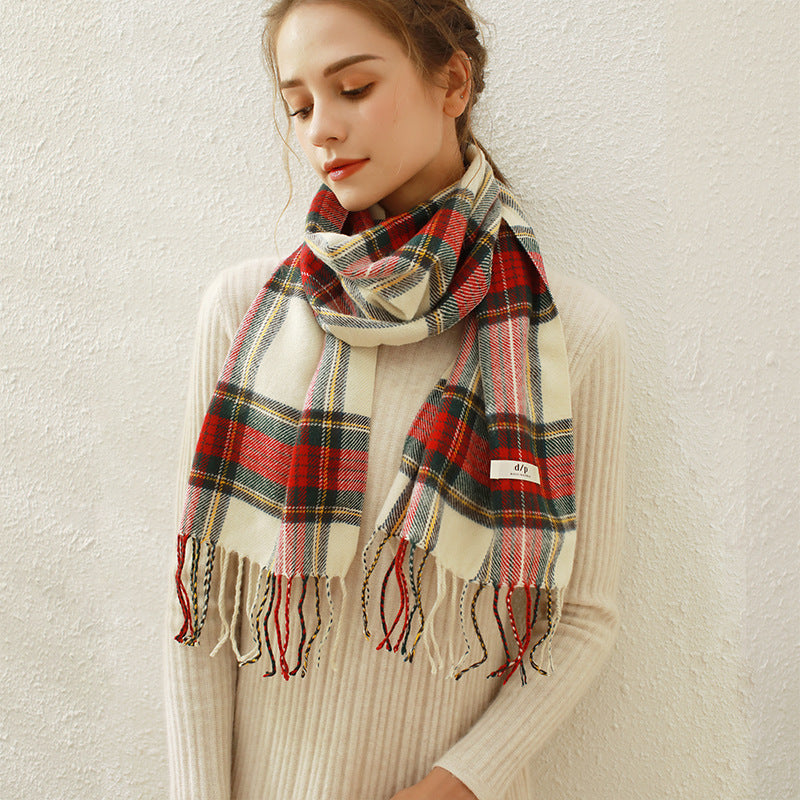 Imitation Cashmere Winter Dongdaemun Korean Fashion Versatile Retro Plaid Scarf