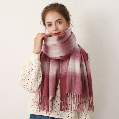 Imitation Cashmere Plaid Women's Autumn Winter Foreign Trade Versatile Manufacturer's Scarf