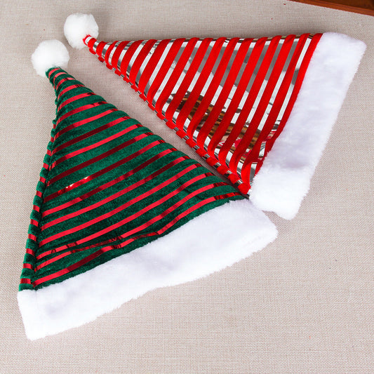 Metallic Velvet Striped Christmas Hat