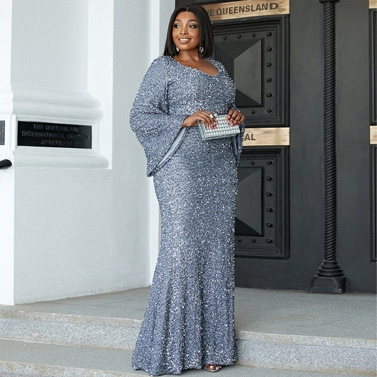 plus Size Plump Girls Long Wedding Cocktail Hip Fishtail Party Evening