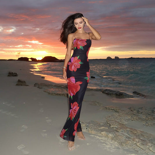 Flower Hip Beach Vacation Style Sundress