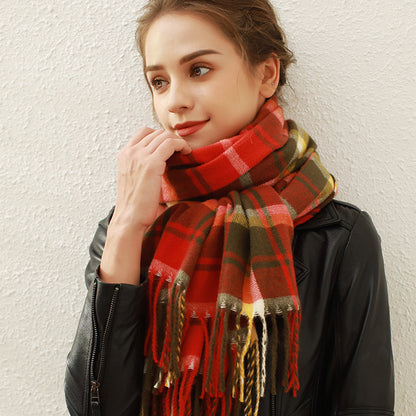 Imitation Cashmere Plaid Fringe Versatile Autumn Winter Foreign Trade Wholesale Scarf