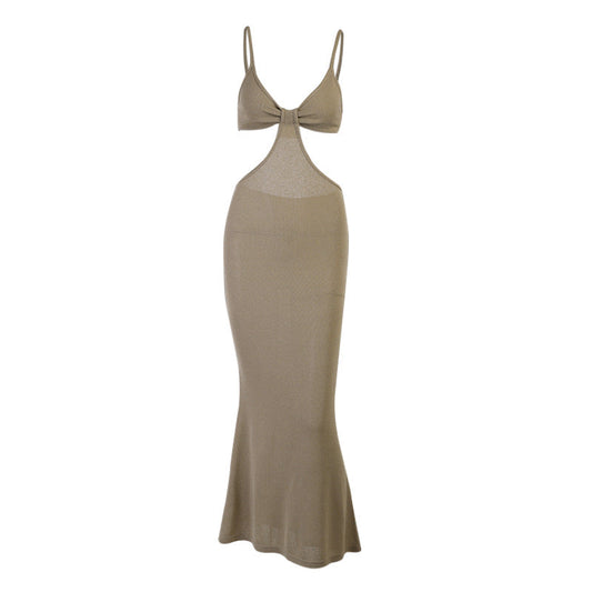Backless Elegant Slim-fit Night Show Hollow Out Cutout Cami Dress