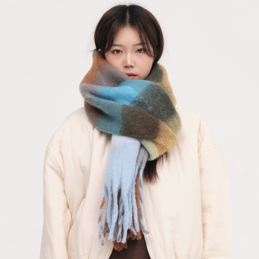 Korean Dongdaemun AC Plaid Imitation Cashmere Winter Foreign Trade Thickened Warm Scarf