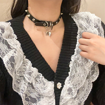 Punk Gothic Dark Skull Pendant Y2K Hot Girl Choker Necklace