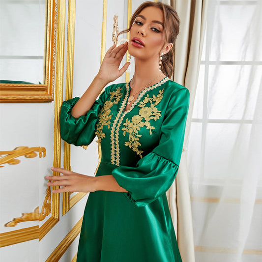Middle East Muslim Party Gathering Applique Dress Gown