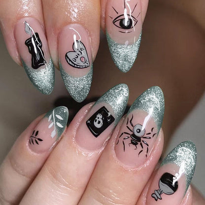 Halloween Aurora French Dark Spider Web Wearable Press on Nail