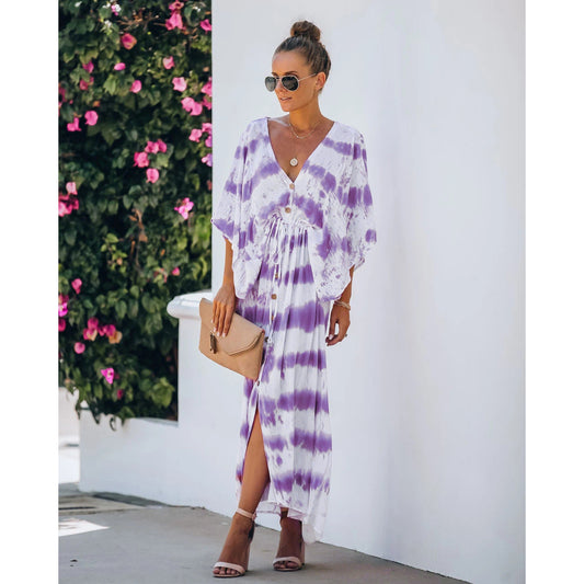 Lace Tie Dye Loose Dress Home Casual Dress