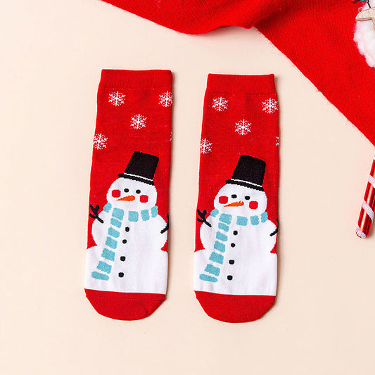 Red Mid Calf Casual Christmas Socks