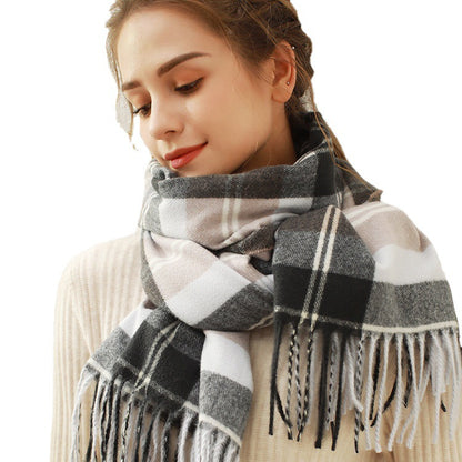 Imitation Cashmere Plaid Fringe Versatile Autumn Winter Foreign Trade Wholesale Scarf