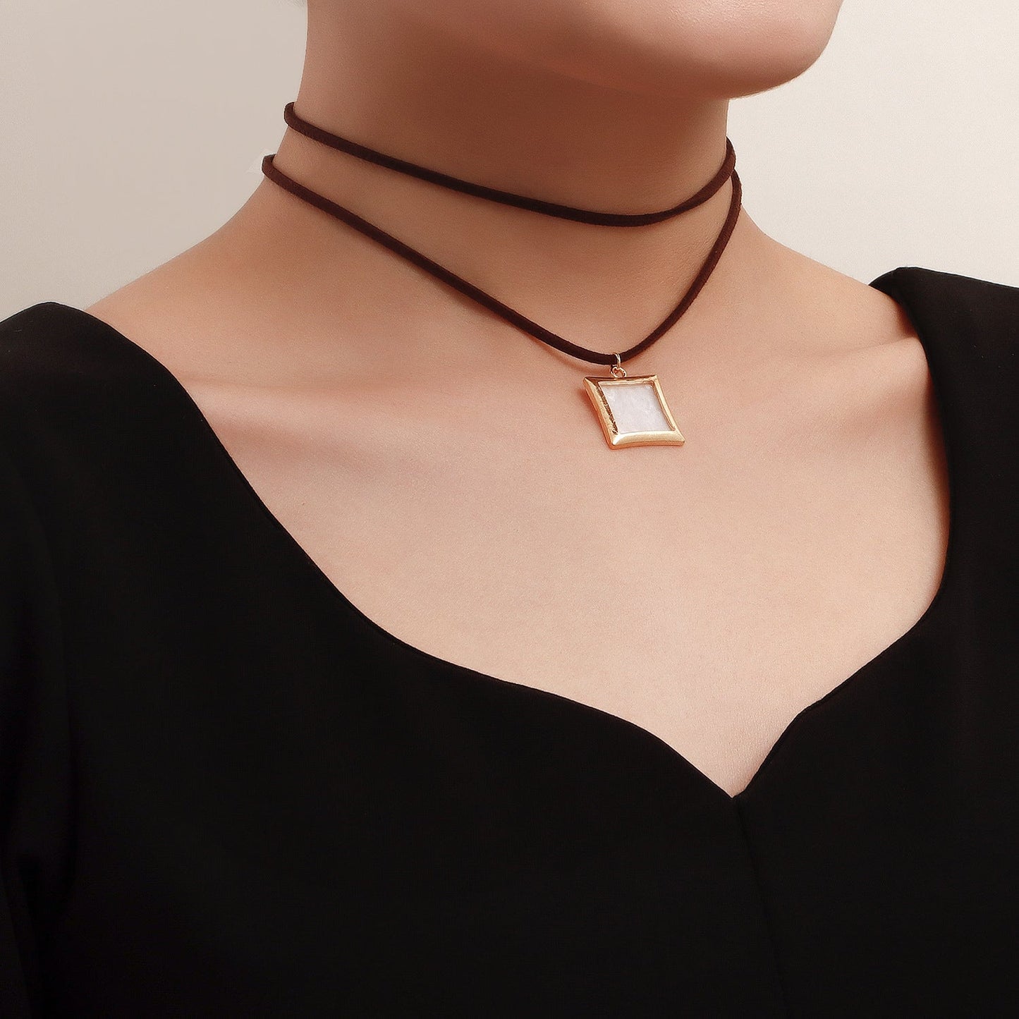 Adjustable Korean Velvet Choker with Big Heart Pendant Necklace