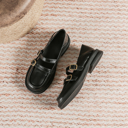 Spring New College British Style JK Uniform Round Toe Small Leather Shoes Retro Mary Jane Chunky Heel Comfortable Shoes