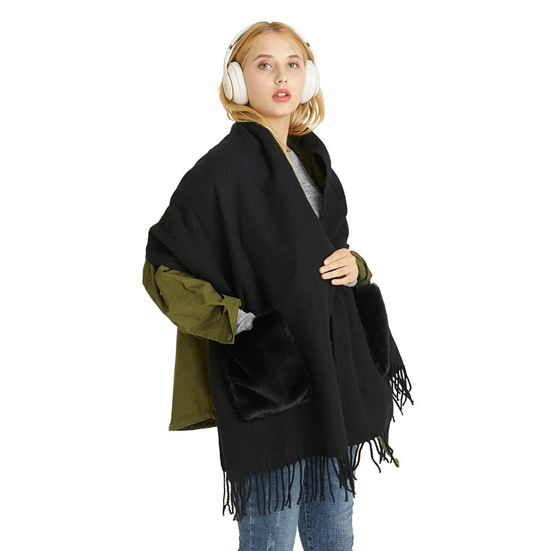 Imitation Cashmere Scarf Shawl Autumn Winter High-End Korean Style Thickened Scarf