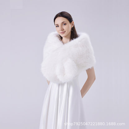 Imitation Fox Fur Autumn Winter Cape Evening Wedding Warm Scarf