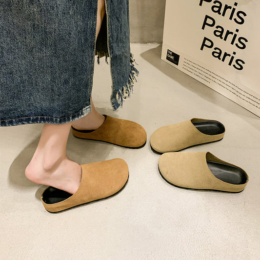 Comfortable Casual Shoes Thick Sole Packable Half Slippers Women 2024 Versatile Soft Sole Buckle Slip-On Shoes