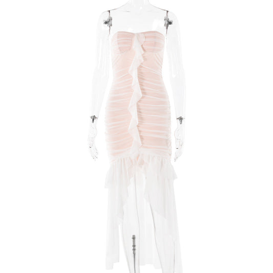Tube Top Sleeveless Backless Dress Slim Mid Length Dress