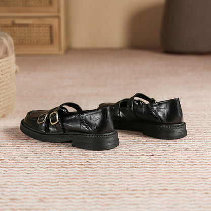 Spring New College British Style JK Uniform Round Toe Small Leather Shoes Retro Mary Jane Chunky Heel Comfortable Shoes