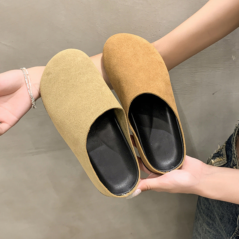 Comfortable Casual Shoes Thick Sole Packable Half Slippers Women 2024 Versatile Soft Sole Buckle Slip-On Shoes