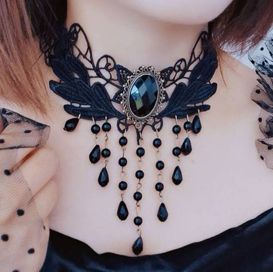 Gothic Lace Choker Necklace Black Punk Minimalist Necklace