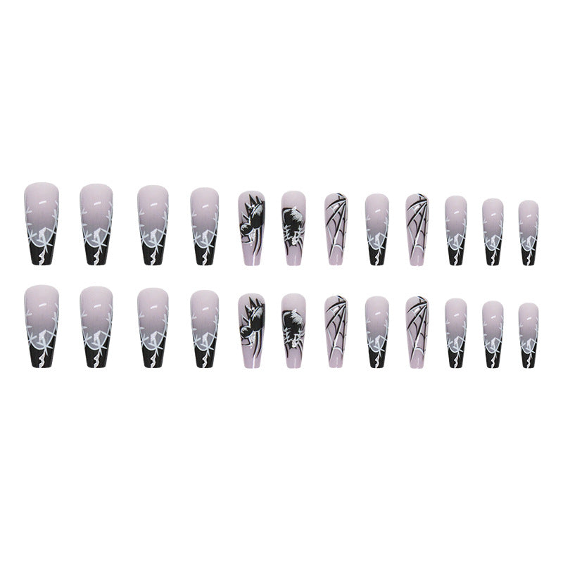 Halloween Dark French Black Ballet Gradient Wearable Press on Nail