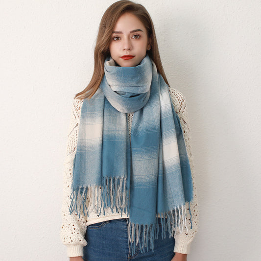 Imitation Cashmere Plaid Women's Autumn Winter Foreign Trade Versatile Manufacturer's Scarf