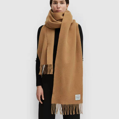 Wool Versatile Warm Double-sided Solid Color Fringe Thickened Narrow Scarf