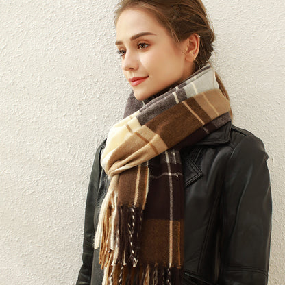 Imitation Cashmere Plaid Fringe Versatile Autumn Winter Foreign Trade Wholesale Scarf