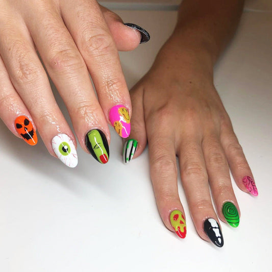 Halloween Almond Ghost Horror False Press on Nail