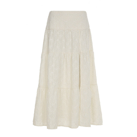 Beach Solid Color Texture Split Dress Seaside Holiday A line Skirt