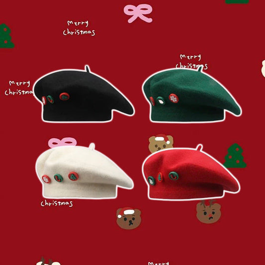 Textured Knit Beret Christmas Hat