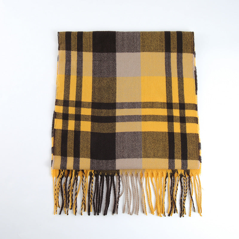 Japanese Plaid Women's Retro Imitation Cashmere Warm Autumn Winter Scarf