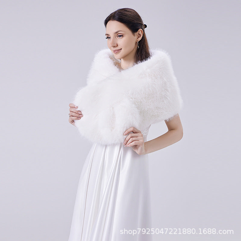 Imitation Fox Fur Autumn Winter Cape Evening Wedding Warm Scarf