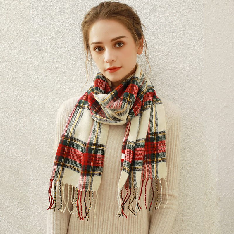 Imitation Cashmere Winter Dongdaemun Korean Fashion Versatile Retro Plaid Scarf