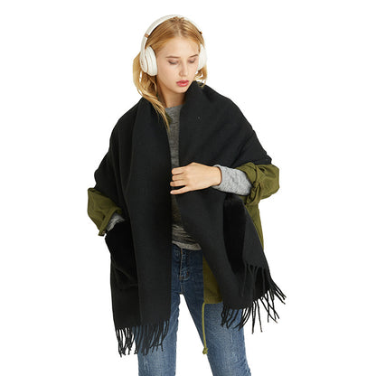 Imitation Cashmere Scarf Shawl Autumn Winter High-End Korean Style Thickened Scarf