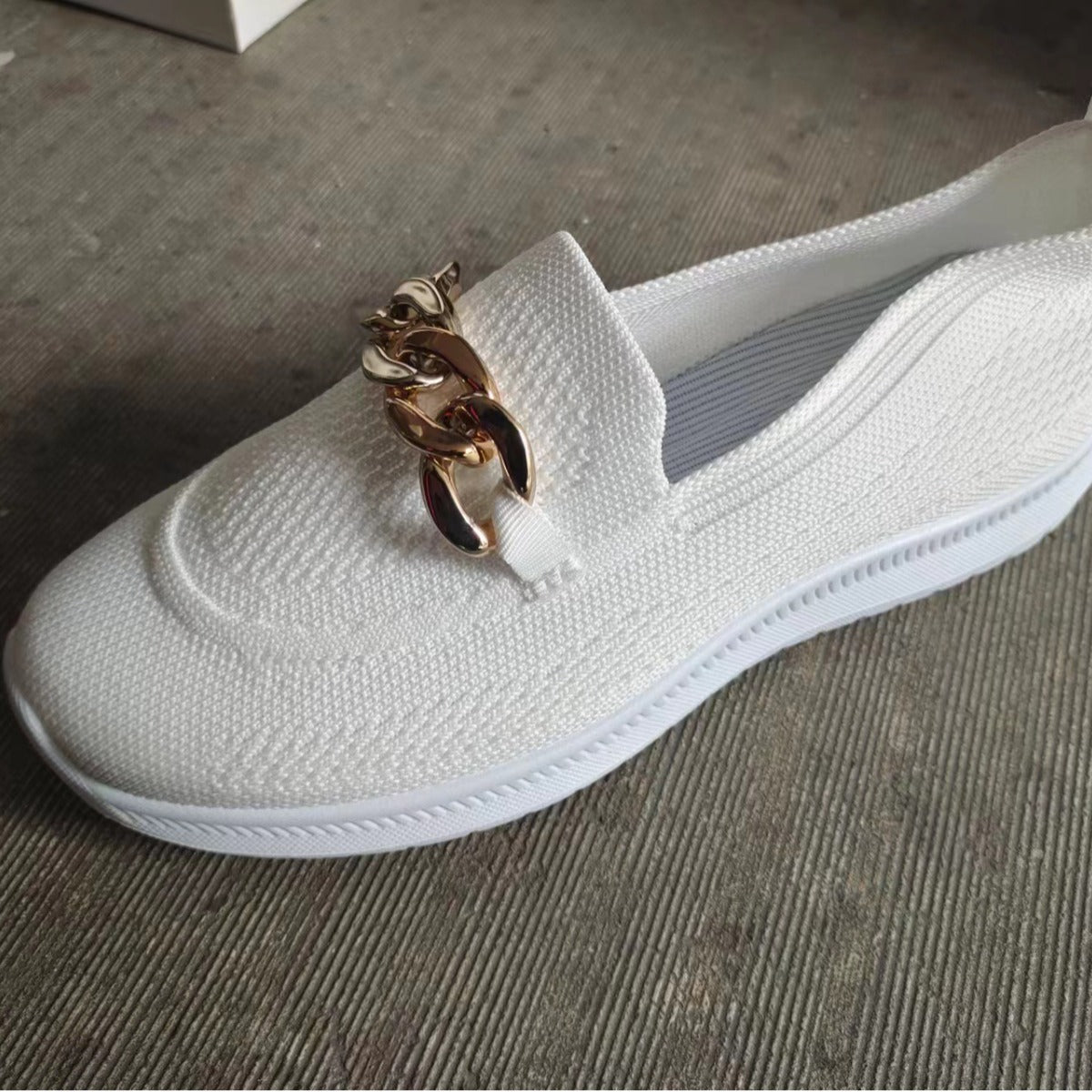 Thick Sole Knitted Soft Slip-On Breathable Women Loafers Independent Shoes