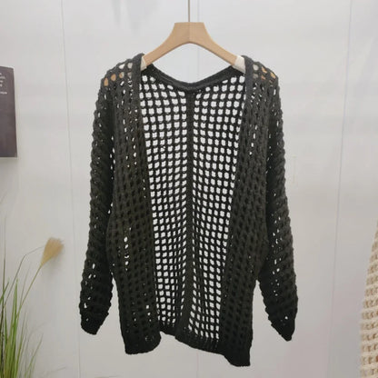 FashionSierra - Summer New Casual Elegant All-Matched Hollow Out Knit Cardigan Fashion Top Thin Coat Sweater