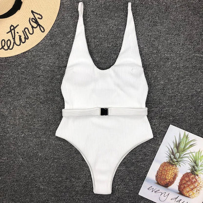 FashionSierra - 2024 V Neck Sexy Bodysuit Swimwear Basic Swimsuits