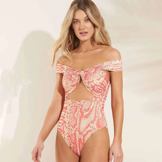 Pink Double-Sided Cutout Off-Shoulder One Piece Pink / S onepiece-250223