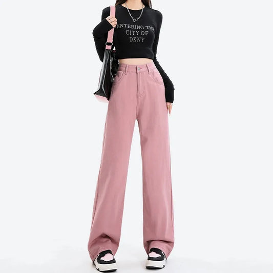 FashionSierra - High Waisted Straight Draped Loose Casual Wide Mop Trouser