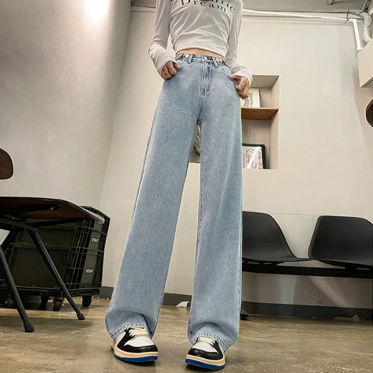 FashionSierra - Korean High Waisted Body Covering Flesh Wide Casual Trouser