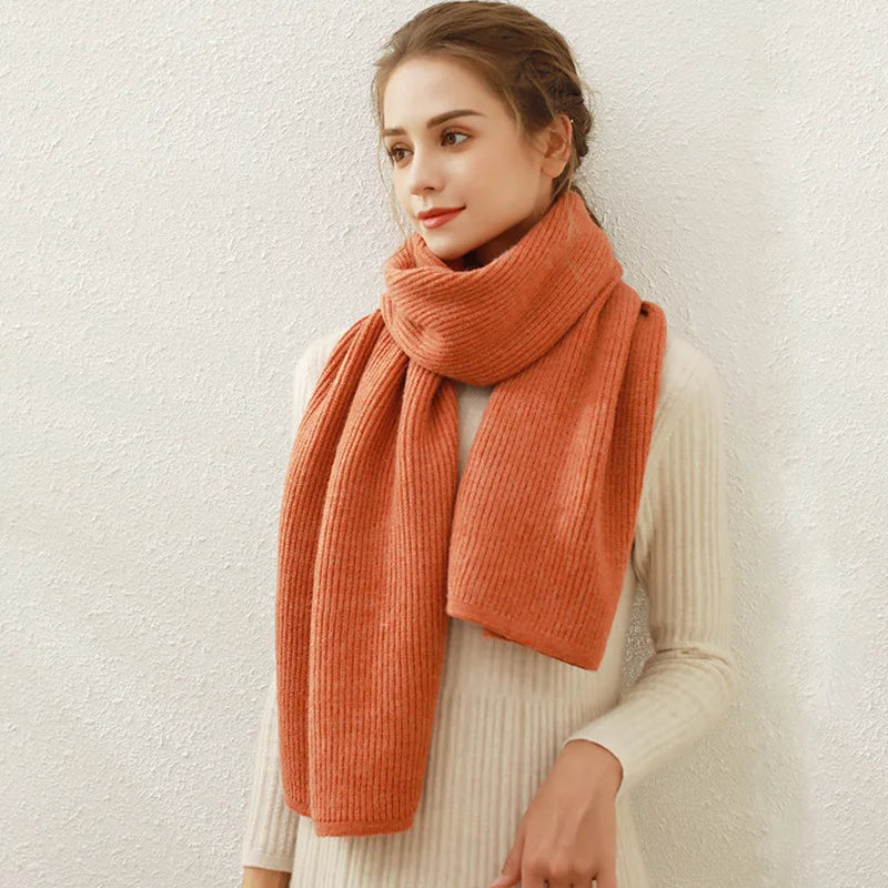Cashmere Rib Knit Winter Scarf - Long Muffler For Women Orange / L170Cm W30Cm Scarfs-L