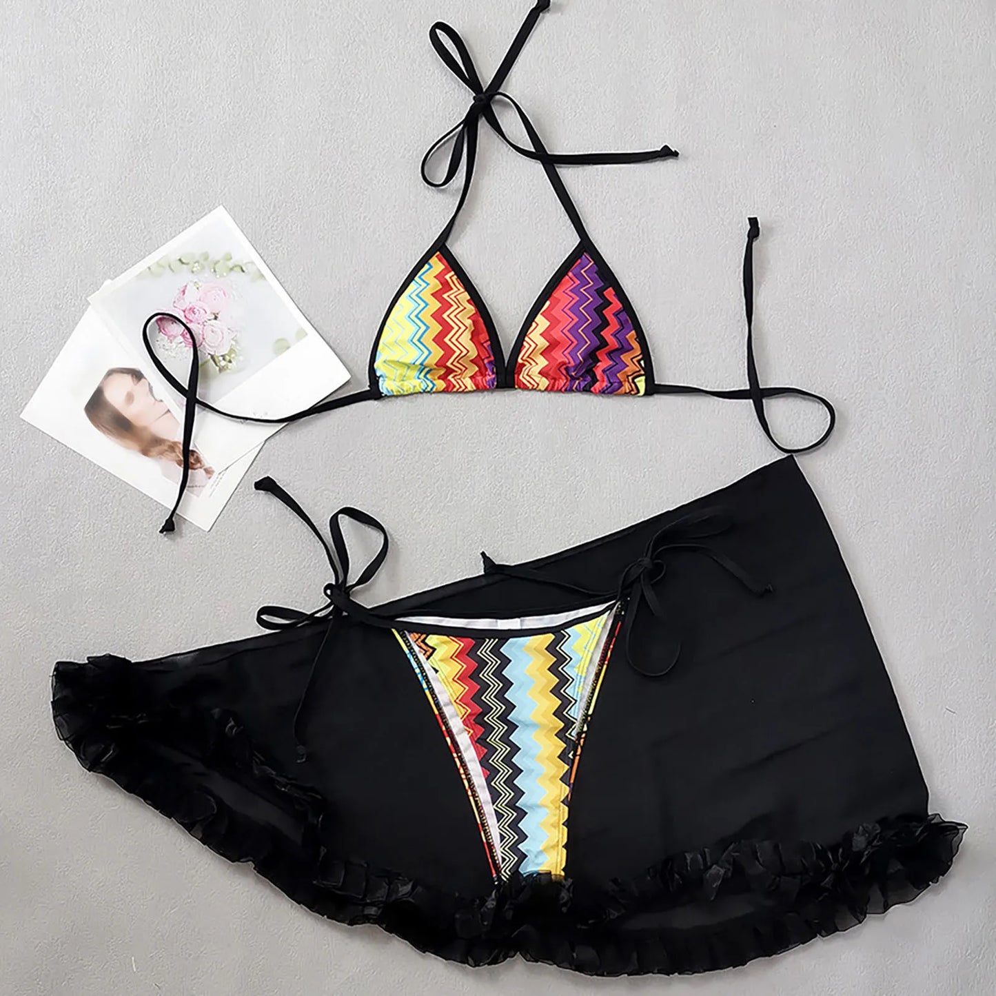 FashionSierra - Push Up Sexy New Beach Yarn Skirt Three Piece Bikini Sets