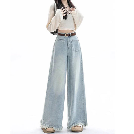 Women 2025 New Design Waist Loose Draped Drag Floor Skirts Jeans