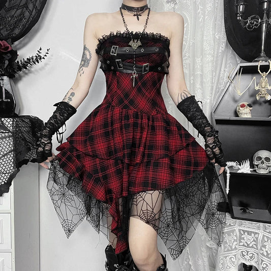 Crimson Folded Tied-up Tiny Gown Red / S