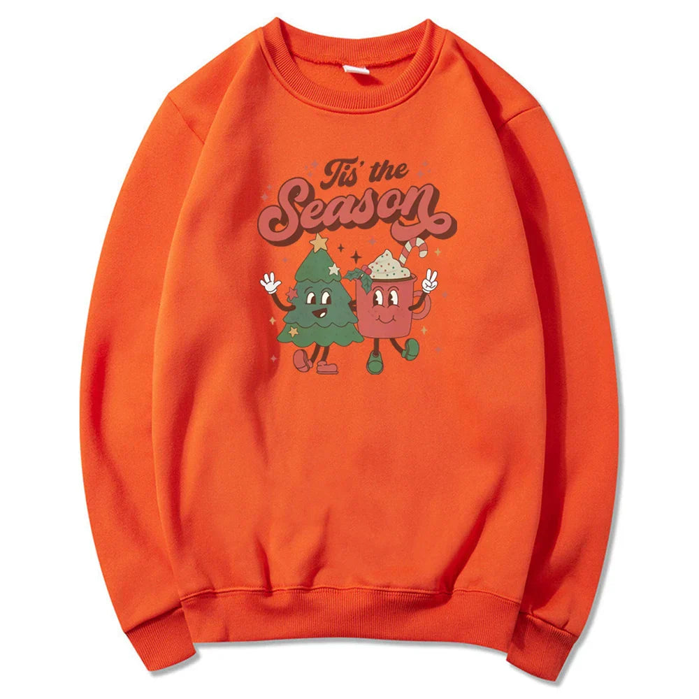Vintage Retro Tis The Season Santa Cocoa Christmas Hoodie Orange / S Hoodies-L